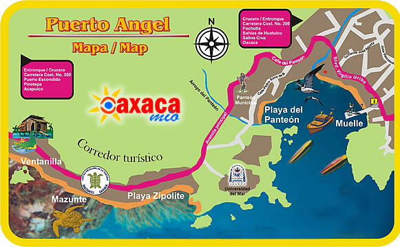 Mapa de Puerto Angel Oaxaca